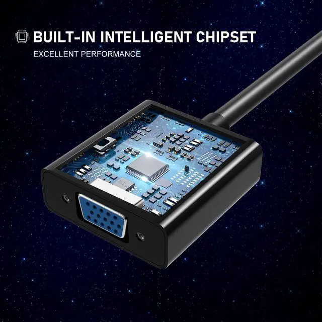 Alt view image 6 of 6 - DIXSG HDMI to VGA Adapter, Gold-Plated HDMI to VGA Converter, HDMI Adapter Compatible for Computer, Laptop, PC, Monitor, Projector, HDTV, Chromebook, Raspberry Pi, Roku, Xbox and More