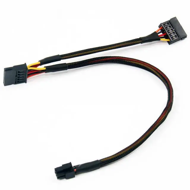 Alt view image 5 of 7 - DIXSG SATA 15 Pin x2 to Mini 6 Pin ATX Cord Compatible with Inspiron 3653 3650 HDD SATA Power Cable 12inch/30cm