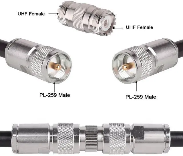Alt view image 5 of 5 - DIXSG 2 Pack UHF PL259 Connector Adapter UHF SO239 Female to Female Coaxial Cable Adapter PL-259 Female Connector