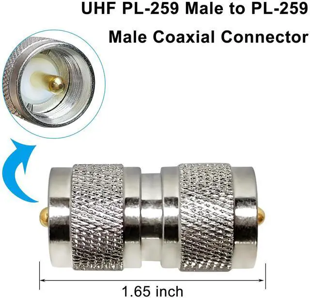 Alt view image 2 of 5 - DIXSG UHF PL259 Male to PL259 Male Adapter Low Loss UHF PL-259 Male Coaxial Connectors 2PCS