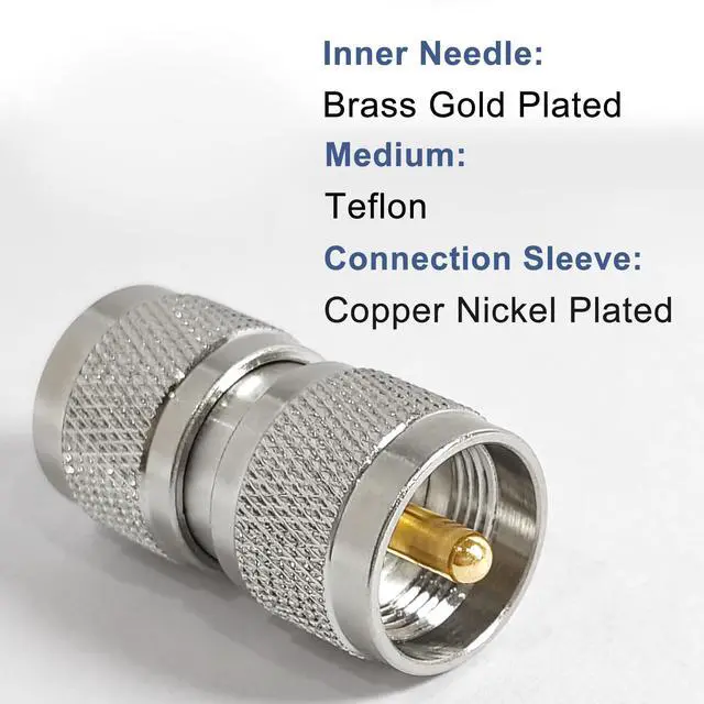 Alt view image 3 of 5 - DIXSG UHF PL259 Male to PL259 Male Adapter Low Loss UHF PL-259 Male Coaxial Connectors 2PCS