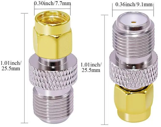 Alt view image 3 of 6 - DIXSG 2PCS SMA Male to F Female Coaxial Adapter RF Coax Connector F Type to SMA Antenna Adapter