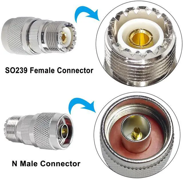 Alt view image 2 of 4 - DIXSG UHF Female to N Male Connectors SO239 Female to N-Tppe Male Adapter Coaxial Connector 2PCS