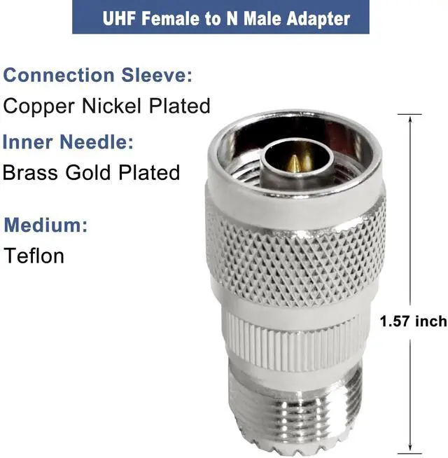 Alt view image 3 of 4 - DIXSG UHF Female to N Male Connectors SO239 Female to N-Tppe Male Adapter Coaxial Connector 2PCS