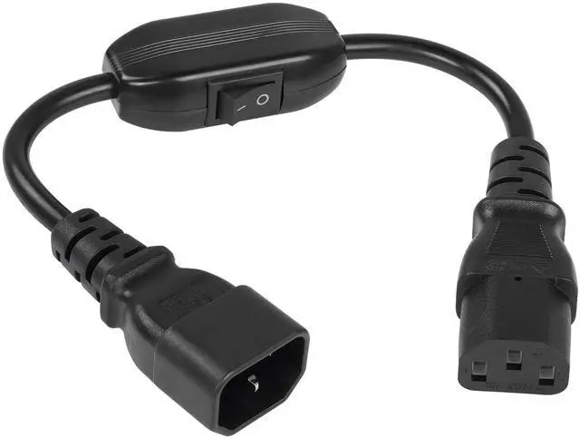 Main image of DIXSG PDU UPS Power Cord Cable 18AWG IEC 320 C14 to C13 with On/Off Switch Style Computer Power Extension Cable 1ft