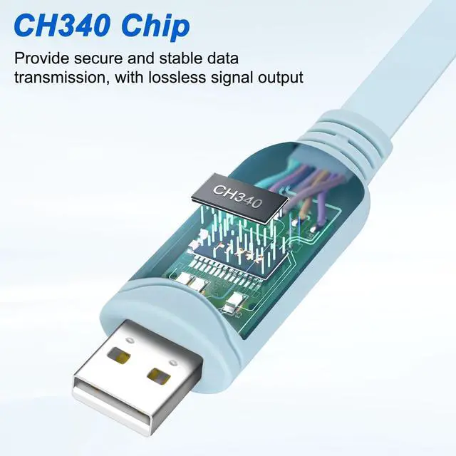 Alt view image 3 of 7 - DIXSG USB Console Cable USB to RJ45 Serial Cable with RS232 CH340 Chip Switch Router Debugging Cable High Speed USB Type-A to RJ45 8P8C Serial Port Cable for Windows, Mac, Linux Laptops - 1.8M/5.9FT