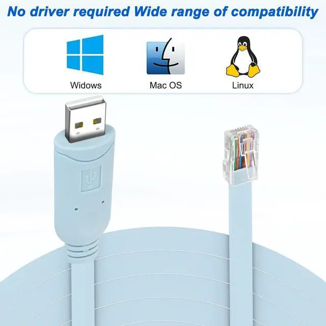 Alt view image 4 of 7 - DIXSG USB Console Cable USB to RJ45 Serial Cable with RS232 CH340 Chip Switch Router Debugging Cable High Speed USB Type-A to RJ45 8P8C Serial Port Cable for Windows, Mac, Linux Laptops - 1.8M/5.9FT