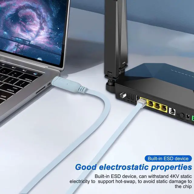 Alt view image 6 of 7 - DIXSG USB Console Cable USB to RJ45 Serial Cable with RS232 CH340 Chip Switch Router Debugging Cable High Speed USB Type-A to RJ45 8P8C Serial Port Cable for Windows, Mac, Linux Laptops - 1.8M/5.9FT