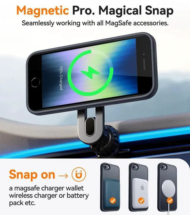 Alt view image 2 of 6 - DIXSG Magnetic Case for iPhone SE/8, Built in Magnets Compatible with MagSafe, Translucent Matte Back Phone Cover for iPhone 8/SE 2/3 (4.7") Frosted Black