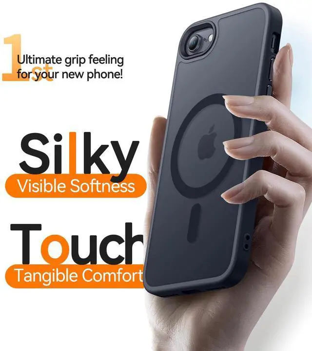 Alt view image 5 of 6 - DIXSG Magnetic Case for iPhone SE/8, Built in Magnets Compatible with MagSafe, Translucent Matte Back Phone Cover for iPhone 8/SE 2/3 (4.7") Frosted Black