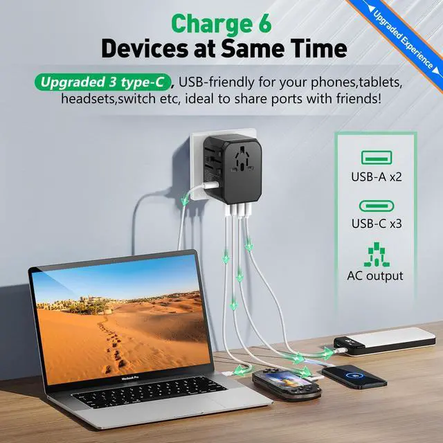 Alt view image 3 of 7 - Universal Travel Adapter International Plug Adapter for Worldwide Travel