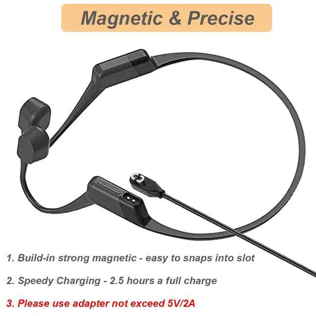 Alt view image 3 of 6 - DIXSG Charging Cable for Shokz Openrun Pro Mini, Aftershokz Aeropex & Opencomm, Magnetic Charger for Shokz Bone Conduction Headphones (3.3ft/1m)