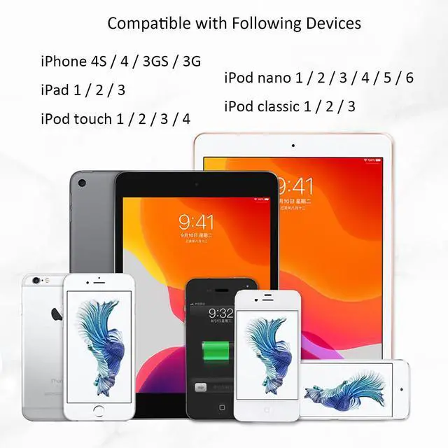 Alt view image 2 of 7 - DIXSG 30 Pin Cord Adapter Accessories Nano Touch USB Sync Charger Cable Compatible for Old iOS phone