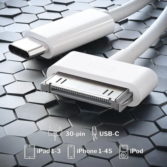 Alt view image 2 of 6 - DIXSG USB C to 30 Pin Data Cable,Type-C to 30-Pin Sync Adapter and Charger Cable Compatible for Old iOS phone 3ft/1m