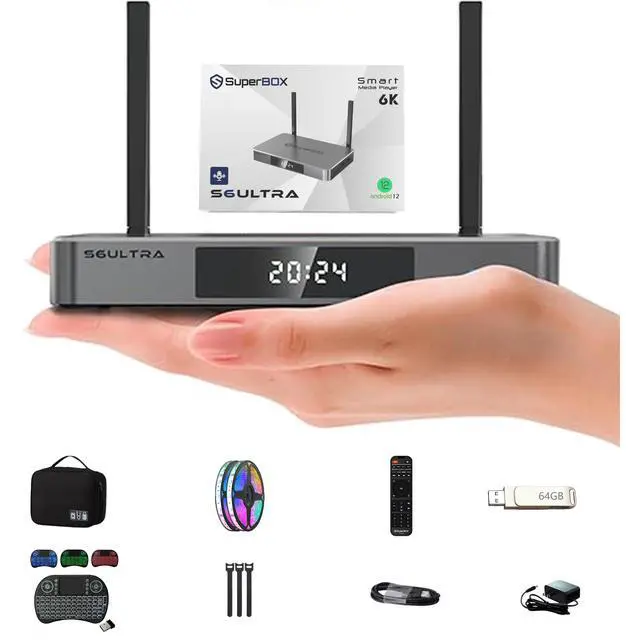 Alt view image 9 of 9 - SuperBox S6 ULTRA Android 12 TV Streaming Media Player, App Store, Multiport Hub, Android TV Box With Voice Remote Control And Quad-core Smart, 4GB DDR3, 64G, WiFi 6K With All Channel And 6Freebies!!