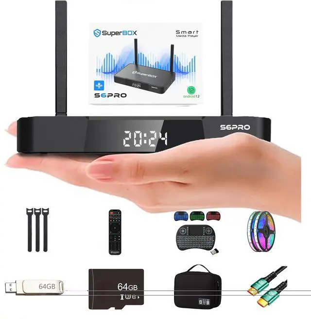 Main image of SuperBox S6 PRO Android 12 TV Streaming Media Player,App Store,Multiport Hub,Android TV Box with Voice Remote Control and Quad-core Smart,4GB DDR3,32G,WiFi 6K with All Channel and 6 freebies!!