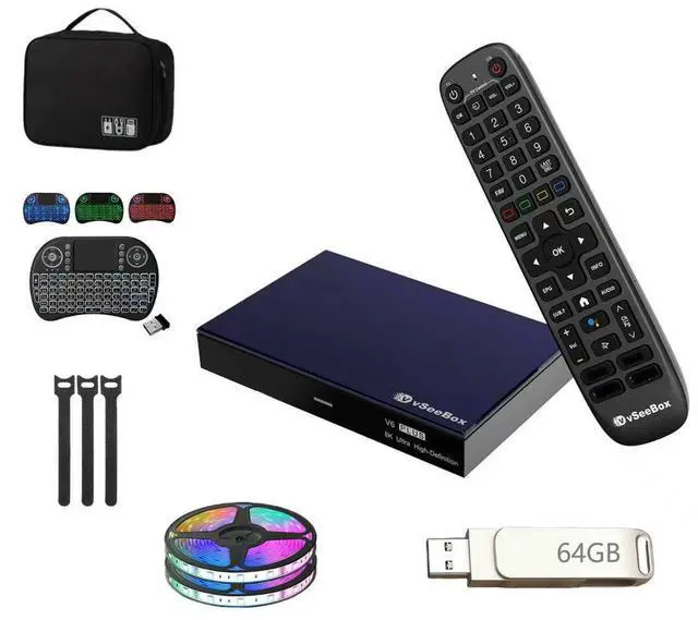 Main image of Vsee Box V6Plus 8K TV Box with Accessory Package, WiFi 6, 4GB RAM 64GB Storage,Includes 5 free gifts
