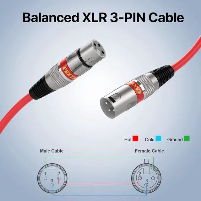 Alt view image 6 of 7 - EBXYA XLR Cable 3ft 10 Color Packs- XLR Male to Female, Microphone Stage Patch Cords,10PCS