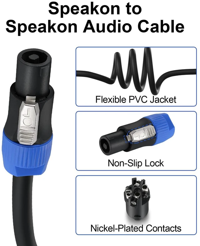 Alt view image 5 of 7 - Speaker Cable 2 Conductor 6 Feet - Premium Speakon Audio Cable NL4FX Connector, 12 Gauge(AWG)