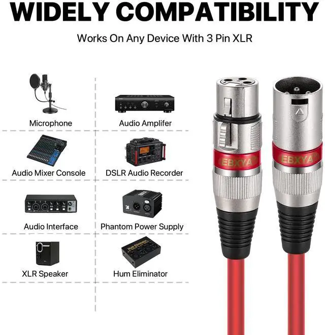 Alt view image 2 of 7 - EBXYA XLR Cable 3ft 10 Color Packs- XLR Male to Female, Microphone Stage Patch Cords,10PCS