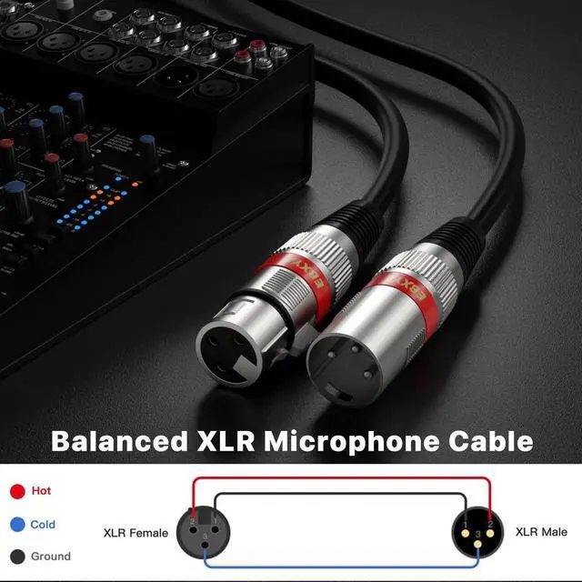 Alt view image 3 of 6 - EBXYA XLR Cable 15ft 4 Packs - Premium Balanced DMX Cable with 3-Pin XLR Male to Female Microphone Cable, Black