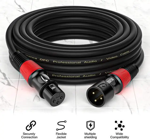 Alt view image 3 of 6 - EBXYA XLR Cables 75ft - Standard XLR Male to Female Microphone Cable with 3-Pin Balanced Shielded XLR Speaker Cable (2 Packs)