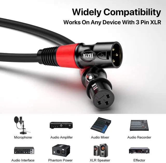 Alt view image 2 of 6 - EBXYA XLR Cables 75ft - Standard XLR Male to Female Microphone Cable with 3-Pin Balanced Shielded XLR Speaker Cable (2 Packs)
