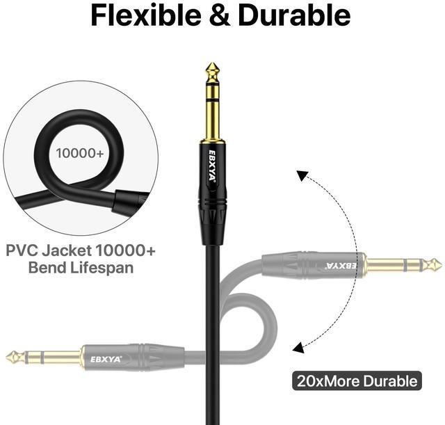 Alt view image 4 of 6 - EBXYA XLR Female to 1/4 Inch TRS - Balanced XLR Microphone Cable to 6.35mm Jack Lead, 10ft 2 Pack