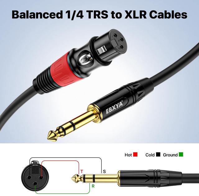 Alt view image 5 of 6 - EBXYA XLR Female to 1/4 Inch TRS - Balanced XLR Microphone Cable to 6.35mm Jack Lead, 10ft 2 Pack