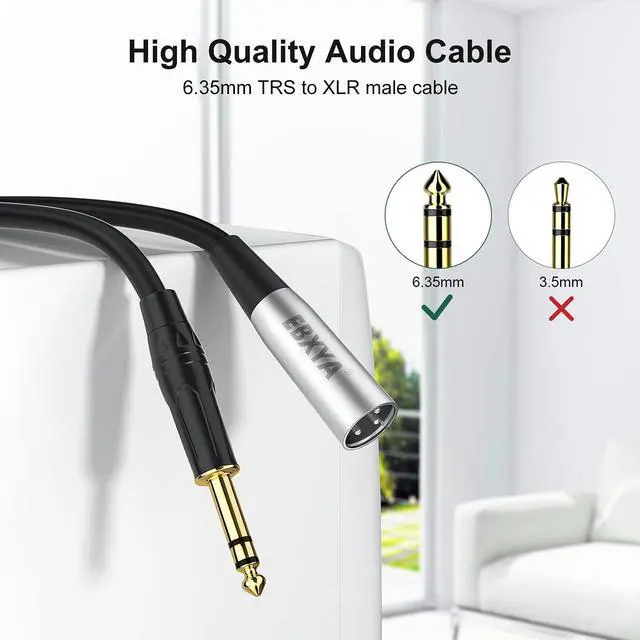 Alt view image 7 of 7 - EBXYA 1/4" TRS to XLR Male Balanced Mic Microphone Cable 6ft, XLR to 6.35 Jack, 2 Packs,Microphone and speaker system,Connect Devices, Live Sound,,applicable to microphones, cameras, sound cards, and