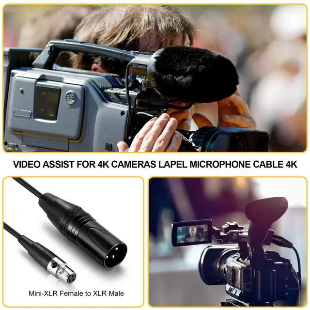 Alt view image 6 of 6 - EBXYA Mini XLR Female to XLR Male Cable 2 Pack, 3 Pin Mini XLR Patch Cable Adapter for BMPCC 4K Camera Video Assist 4K Sharp 8K, 5 Ft