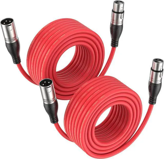 Main image of EBXYA XLR Cable 10ft 2 Packs - Premium Balanced Microphone Cable with 3-Pin XLR Male to Female Mic Speaker Cable, Red