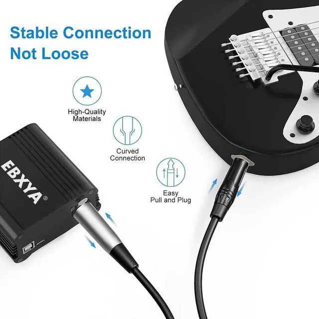 Alt view image 6 of 7 - EBXYA XLR Male to 1/4 Inch TS Mono Unbalanced Microphone Cable 6Ft, 6.35mm to XLR Cable, 2 PCS
