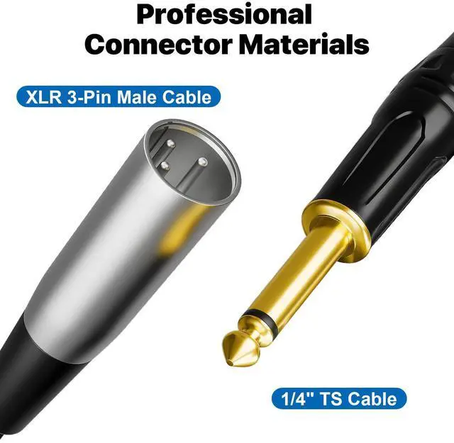 Alt view image 4 of 7 - EBXYA XLR Male to 1/4 Inch TS Mono Unbalanced Microphone Cable 6Ft, 6.35mm to XLR Cable, 2 PCS