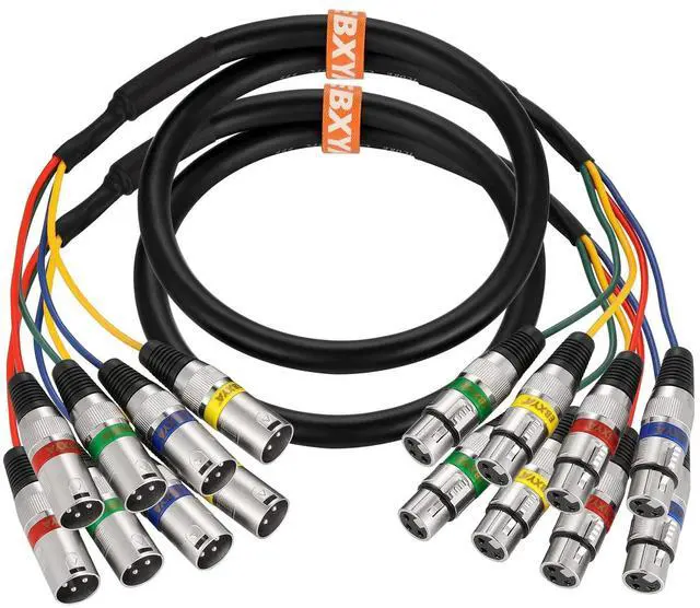 Main image of 3 Ft XLR Snake Cables 4 Colored, 4-Channel Microphone Patch Cable XLR Male to Female, Recording Snake for Live, Recording, Studios 2 Pack