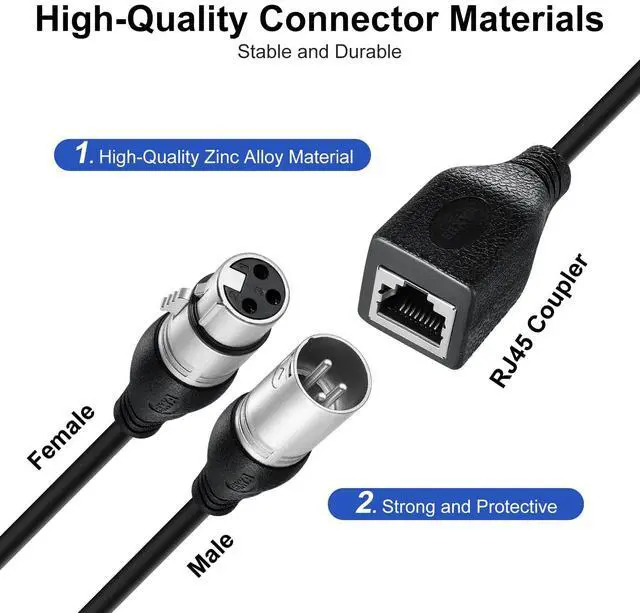 Alt view image 6 of 7 - EBXYA DMX XLR 3 Pin Y Splitter to RJ45 Cable - RJ45 to Dual XLR Male & Dual Female Cable for Stage and Recording Studio 1 Pair(3 Feet)