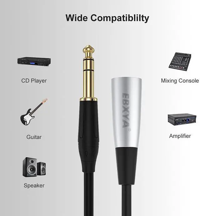 Alt view image 5 of 7 - EBXYA 1/4" TRS to XLR Male Balanced Mic Microphone Cable 6ft, XLR to 6.35 Jack, 2 Packs,Microphone and speaker system,Connect Devices, Live Sound,,applicable to microphones, cameras, sound cards, and