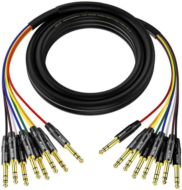 Alt view image 3 of 6 - EBXYA 8-Channel 1/4 Inch TRS to TRS Snake Cables 10ft, 6.35mm Male Jack Stereo Audio Balanced Line for Keyboard, Amplifier, Speaker, Mixer, 1 Pack