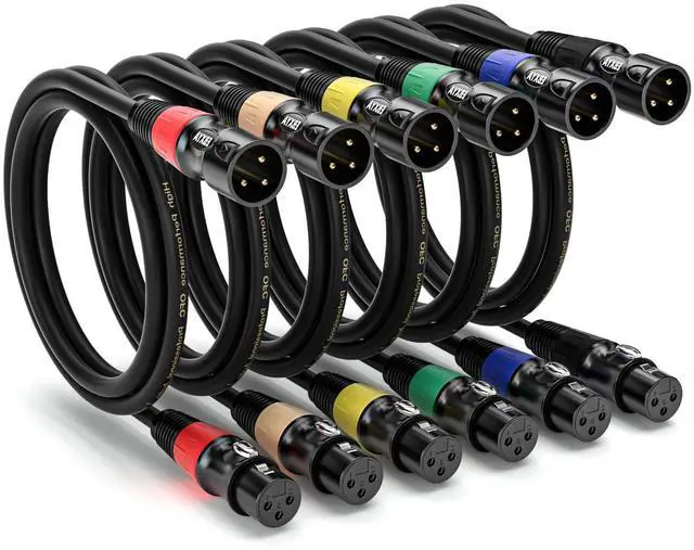 Main image of EBXYA XLR Cable 10 ft 6-Packs - Standard XLR Male to Female Microphone Cable with 3-Pin Balanced Shielded XLR Speaker Cable,Microphone, Mixer, Power Amplifier, Effector, Speaker