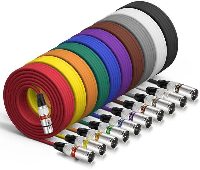 Alt view image 2 of 7 - EBXYA  25 ft XLR Cable Set - Balanced 3-Pin Microphone Cables with Color-Coded Connectors - Durable Metal Ends, Easy Clean PE Jacket, Anti-Interference Shielding for Audio Mixers and Speaker Syst 10PC