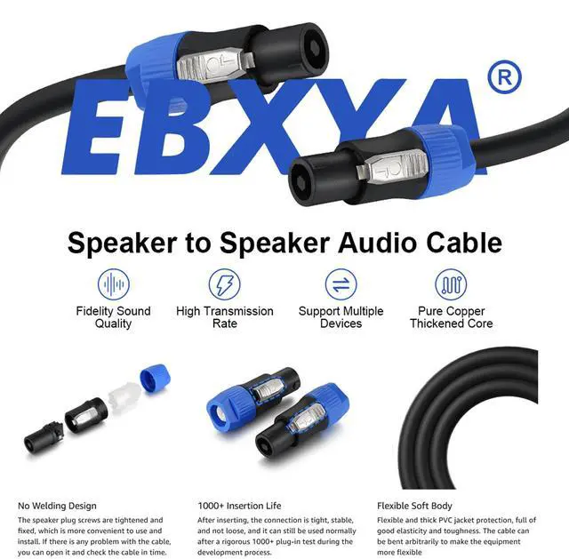 Alt view image 5 of 6 - EBXYA 3 Feet Speakon Speaker Cable 12 Gauge(AWG) - Premium Speakon to Speakon Audio Cable Cord with NL4FX (NL4FC) Connector - 4 Conductor