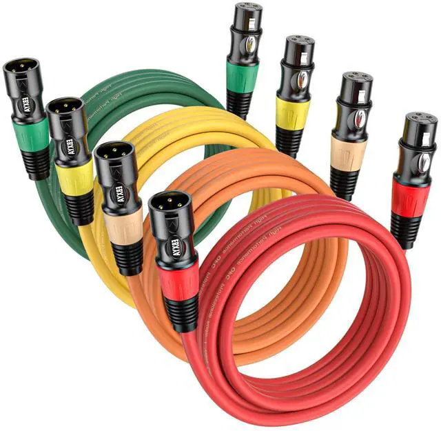 Main image of EBXYA XLR Microphone Cable - XLR Male to Female Cable 6ft 4-Packs with 3-Pin Balanced XLR Cables Suitable for Mic Mixer, Recording Studio, Speaker,Red, yellow, orange, and green four colors