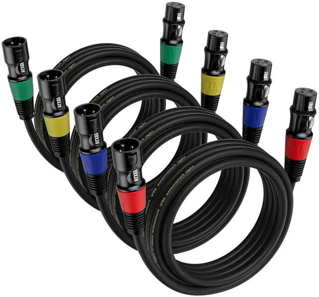 Main image of EBXYA XLR Microphone Cable - XLR Male to Female Cable 6ft 4-Packs with 3-Pin Balanced XLR Cables for Mic Mixer, Recording Studio, Speaker