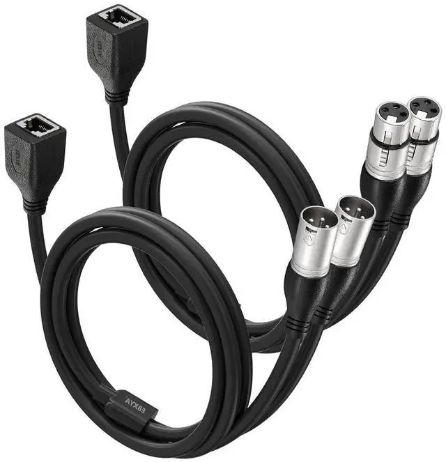 Main image of EBXYA DMX XLR 3 Pin Y Splitter to RJ45 Cable - RJ45 to Dual XLR Male & Dual Female Cable for Stage and Recording Studio 1 Pair(3 Feet)