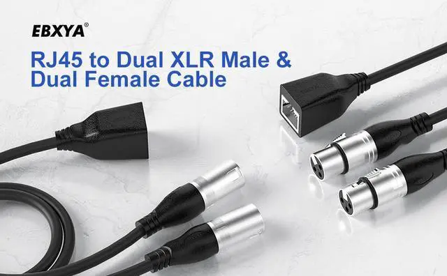 Alt view image 3 of 7 - EBXYA DMX XLR 3 Pin Y Splitter to RJ45 Cable - RJ45 to Dual XLR Male & Dual Female Cable for Stage and Recording Studio 1 Pair(3 Feet)