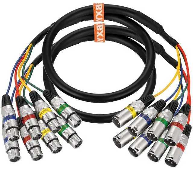 Alt view image 2 of 7 - EBXYA 3 Ft XLR Snake Cables 4 Colored, 4-Channel Microphone Patch Cable XLR Male to Female, Recording Snake for Live, Recording, Studios 2 Pack