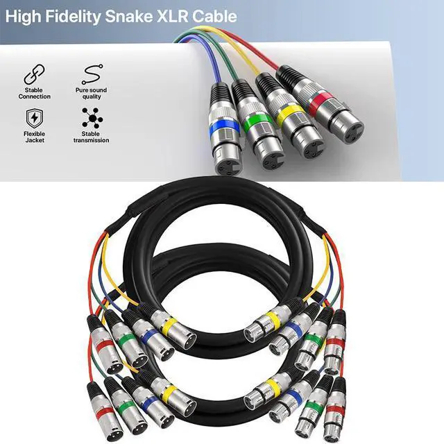 Alt view image 6 of 7 - EBXYA 3 Ft XLR Snake Cables 4 Colored, 4-Channel Microphone Patch Cable XLR Male to Female, Recording Snake for Live, Recording, Studios 2 Pack
