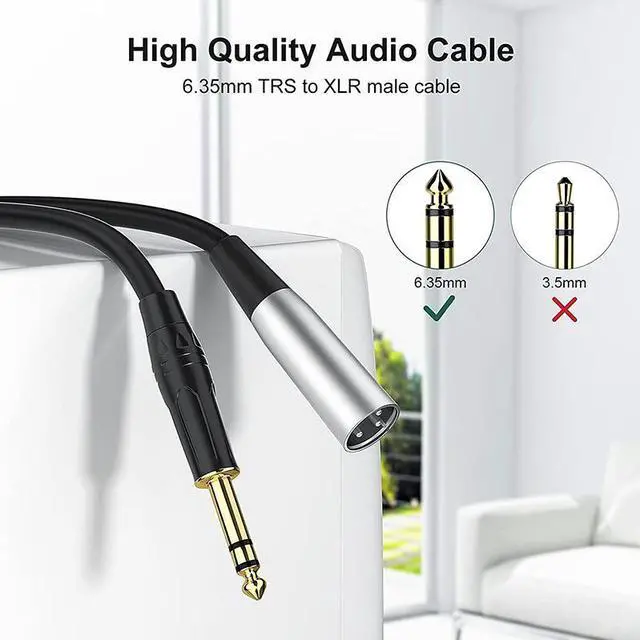 Alt view image 6 of 6 - EBXYA 1/4'' TS Mono Guitar to XLR Male Unbalanced Cable 3 Ft, 6.35 Jack to XLR Cable, 2 Packs
