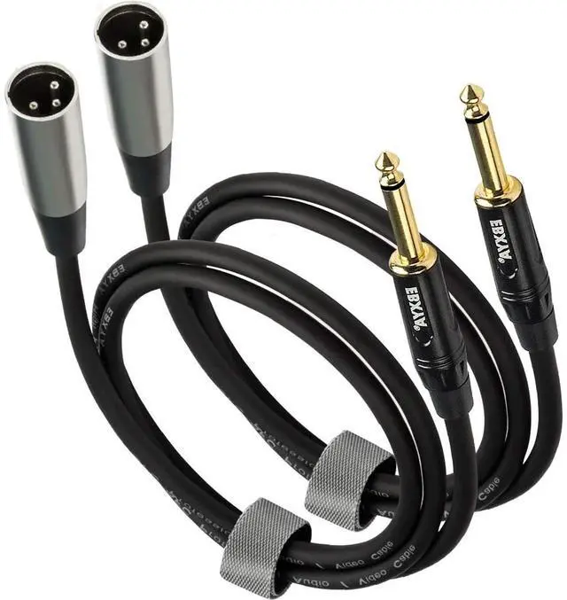Main image of EBXYA XLR Male to 1/4 Inch TS Mono Unbalanced Microphone Cable 6Ft, 6.35mm to XLR Cable, 2 PCS