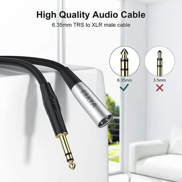 Alt view image 7 of 7 - EBXYA XLR Male to 1/4 Inch TS Mono Unbalanced Microphone Cable 6Ft, 6.35mm to XLR Cable, 2 PCS